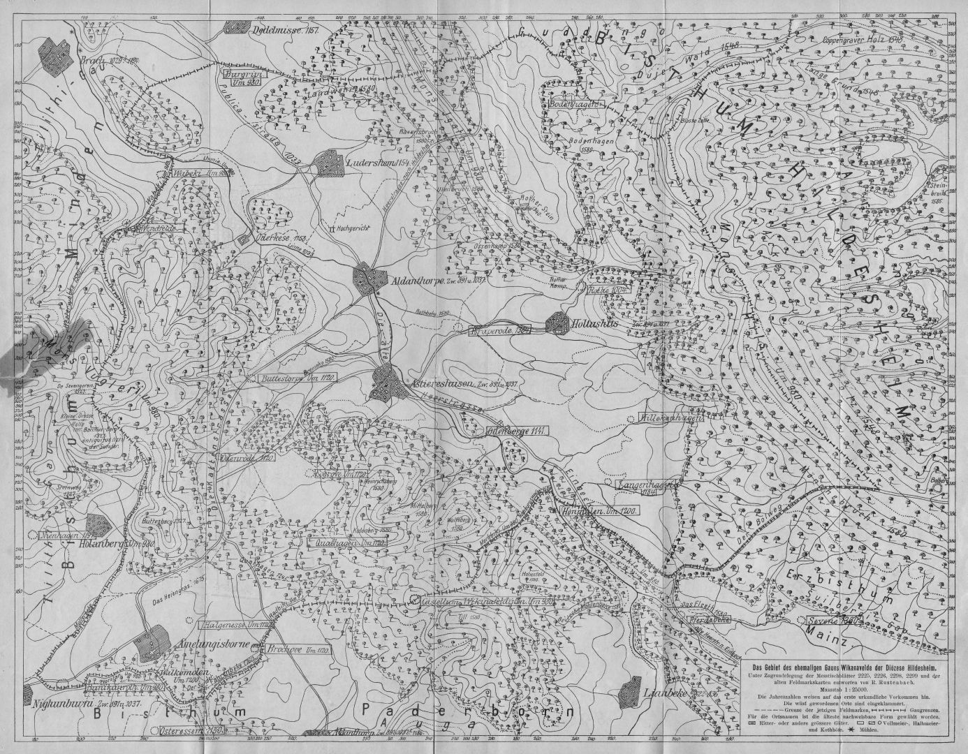Karte des ehemaligen Gaus Wikanavelde von Robert Rustenbach